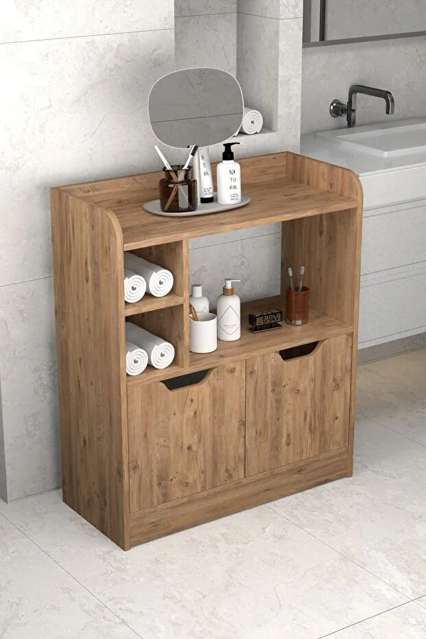 Banyo Dolabı Çok Amaçlı Havluluk 2 Kapaklı Raflı