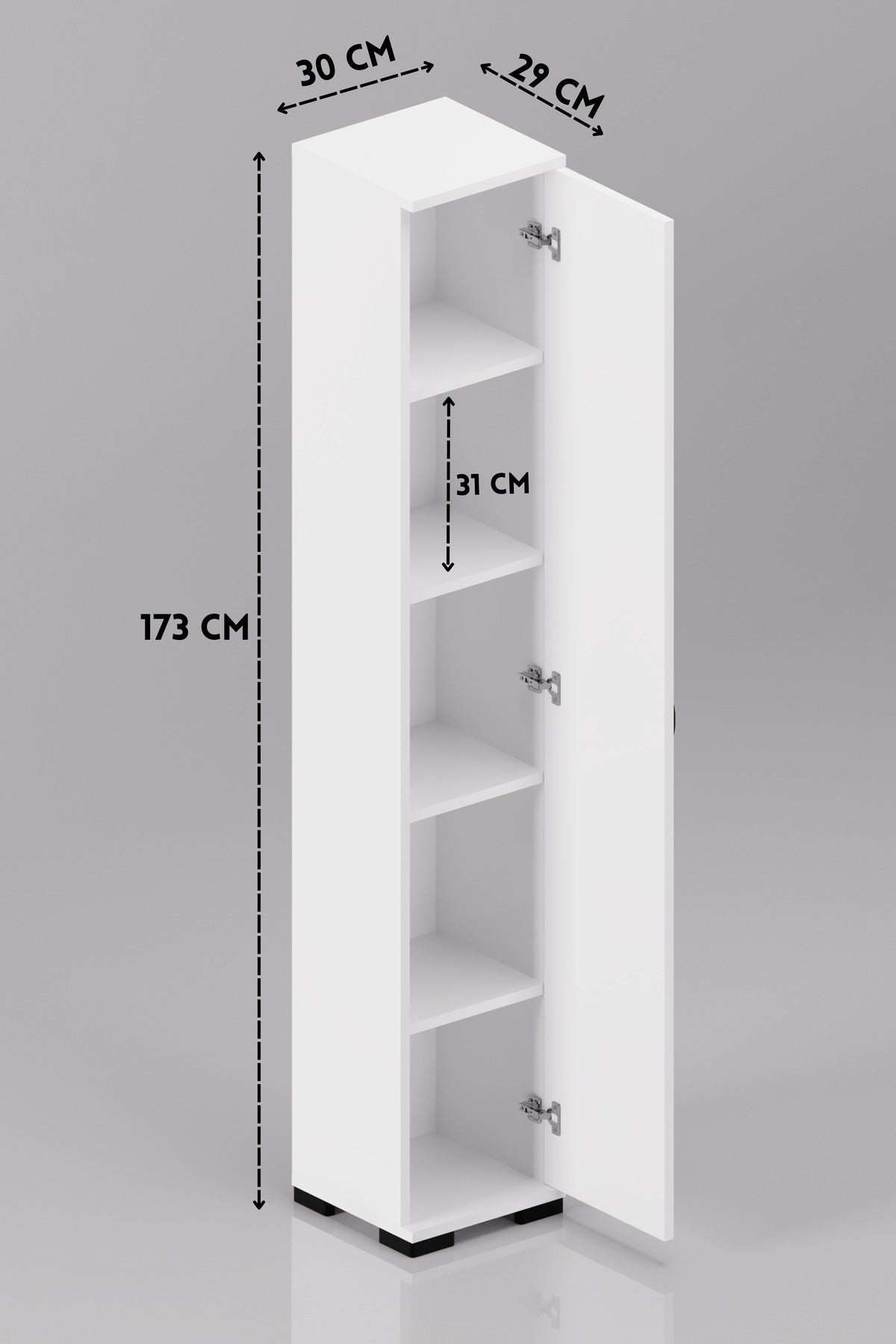 Mutfak Dolabı Çok Amaçlı Dar Kiler Dolap Raflı Kapaklı Organizer 5 Katlı Beyaz