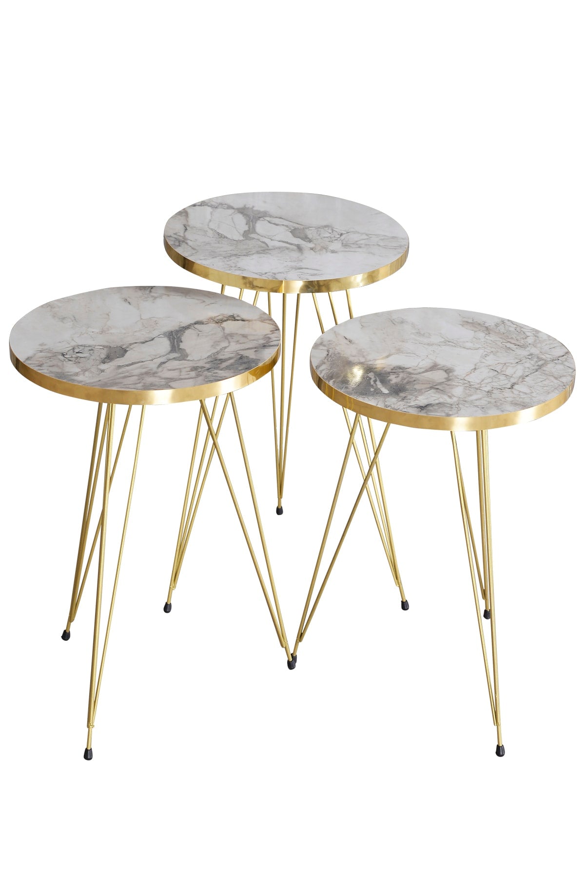 Zigon Sehpa Ve Orta Sehpa Elips Set Gold Tel