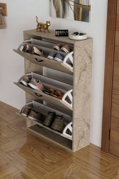 Ayakkabılık 3 Düşer Kapaklı 6 Bölmeli Modern Çok Amaçlı Ayakkabı Dolabı