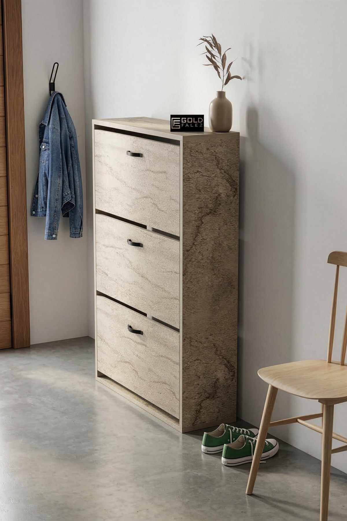 Ayakkabılık 3 Düşer Kapaklı 6 Bölmeli Modern Çok Amaçlı Ayakkabı Dolabı