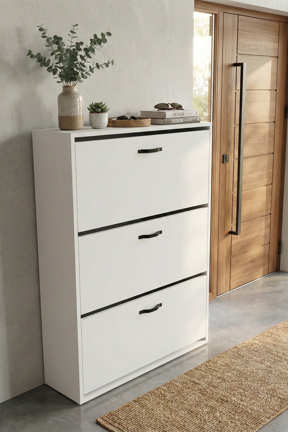 Ayakkabılık 3 Düşer Kapaklı 6 Bölmeli Modern Çok Amaçlı Ayakkabı Dolabı