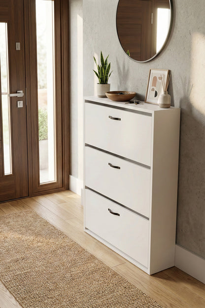 Ayakkabılık 3 Düşer Kapaklı 6 Bölmeli Modern Çok Amaçlı Ayakkabı Dolabı