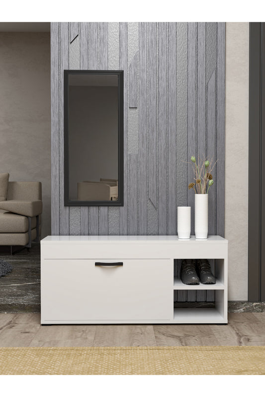 Ayakkabılık Çok Amaçlı Kapaklı Dolabı 90 cm Modern Ayakkabı Dolabı Raflı Organizer