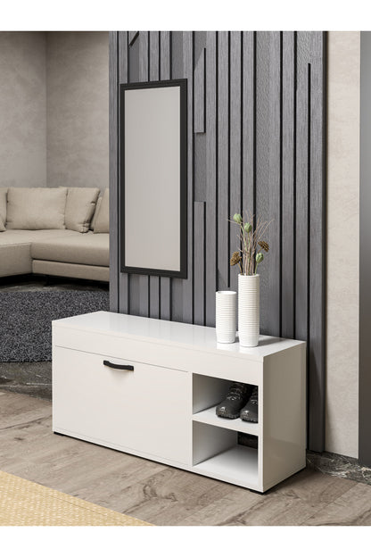 Ayakkabılık Çok Amaçlı Kapaklı Dolabı 90 cm Modern Ayakkabı Dolabı Raflı Organizer