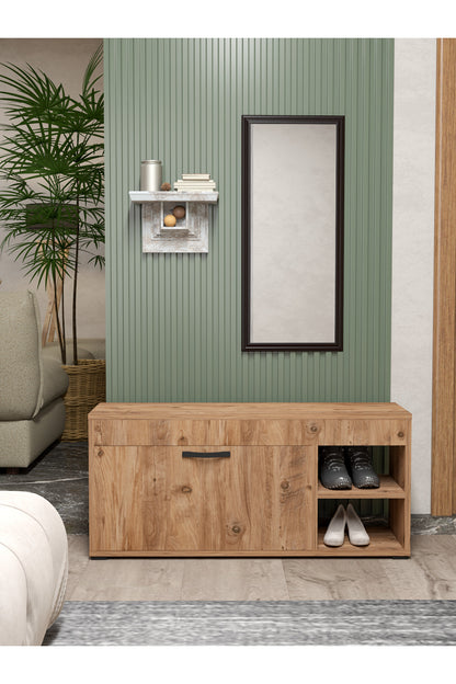Ayakkabılık Çok Amaçlı Kapaklı Dolabı 90 cm Modern Ayakkabı Dolabı Raflı Organizer