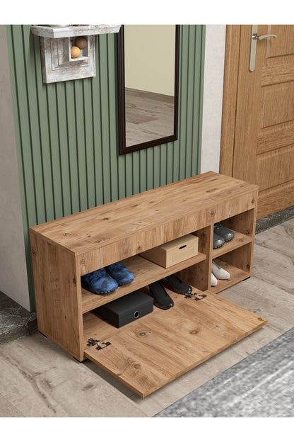Ayakkabılık Çok Amaçlı Kapaklı Dolabı 90 cm Modern Ayakkabı Dolabı Raflı Organizer