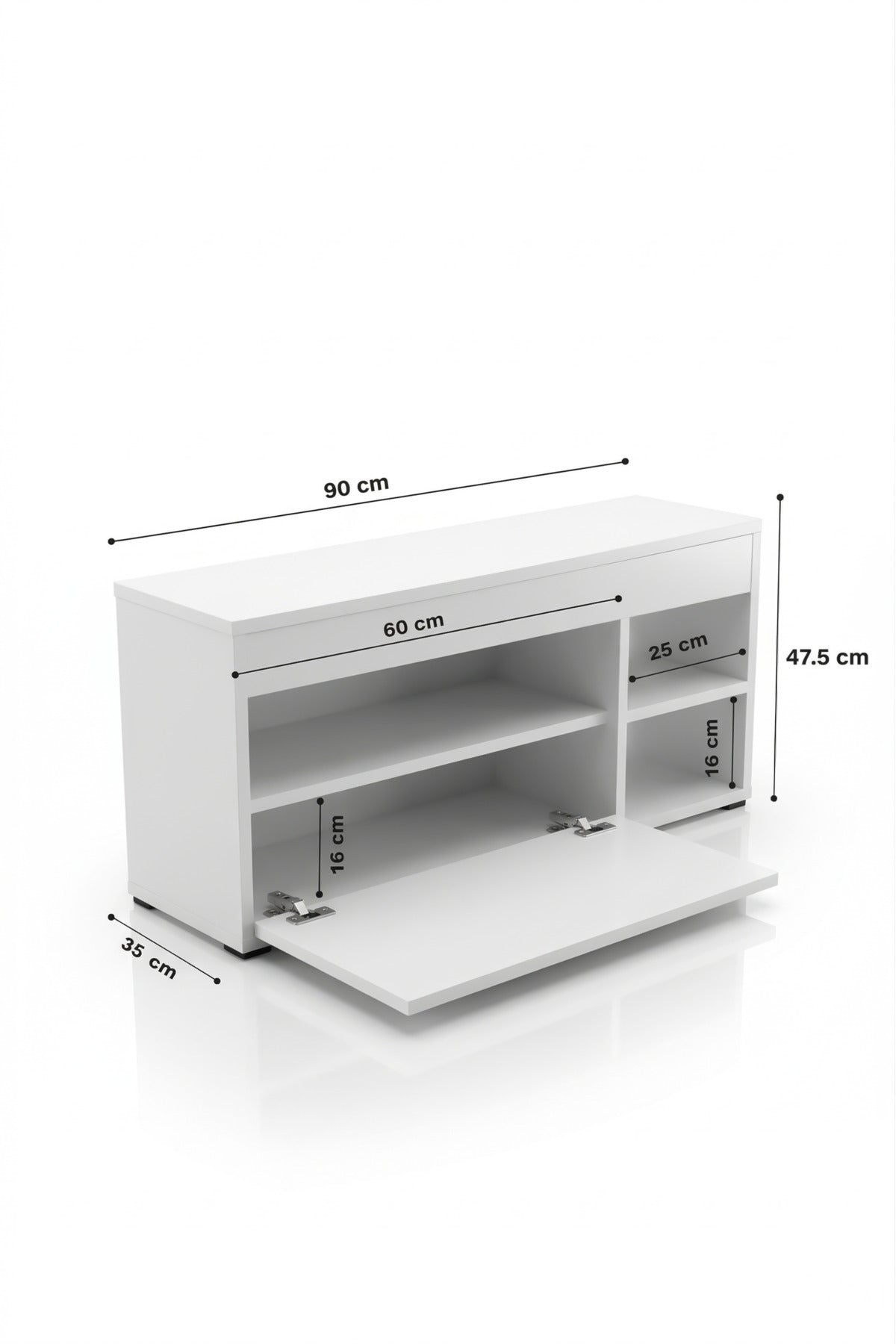 Ayakkabılık Çok Amaçlı Kapaklı Dolabı 90 cm Modern Ayakkabı Dolabı Raflı Organizer