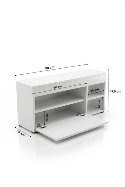 Ayakkabılık Çok Amaçlı Kapaklı Dolabı 90 cm Modern Ayakkabı Dolabı Raflı Organizer