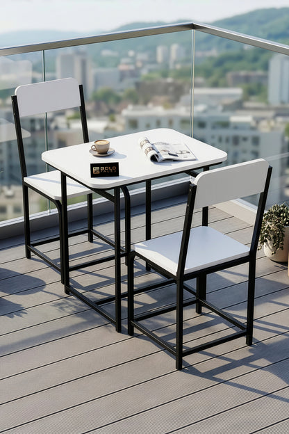 Bahçe Masa Takımı 2 Kişilik 2 Sandalyeli Masa Sandalye Seti Metal Ayak Balkon Mutfak Kafe Yemek Masası Minör Atlantik Çam