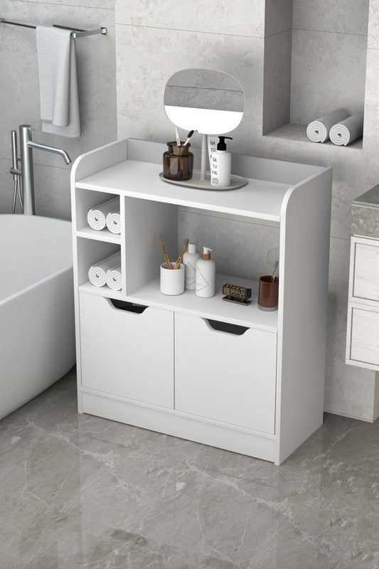 Banyo Dolabı Çok Amaçlı Havluluk 2 Kapaklı Raflı
