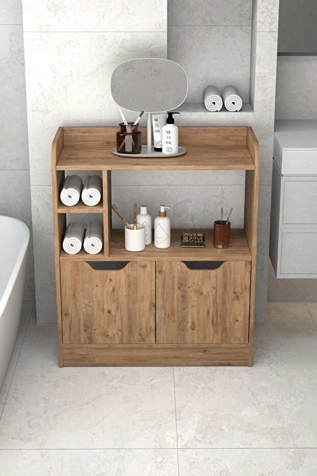 Banyo Dolabı Çok Amaçlı Havluluk 2 Kapaklı Raflı