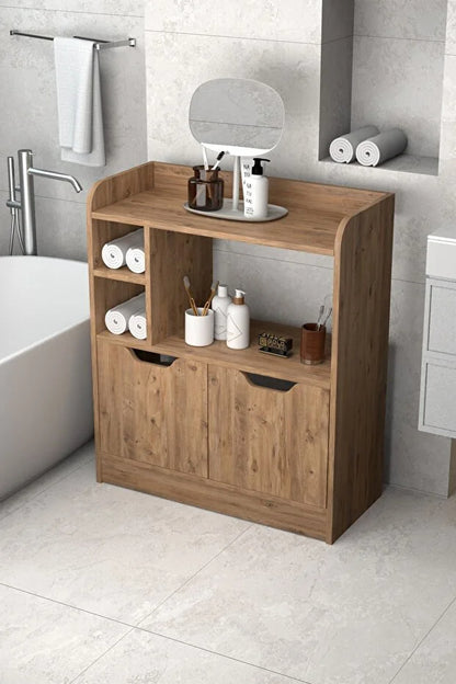 Banyo Dolabı Çok Amaçlı Havluluk 2 Kapaklı Raflı