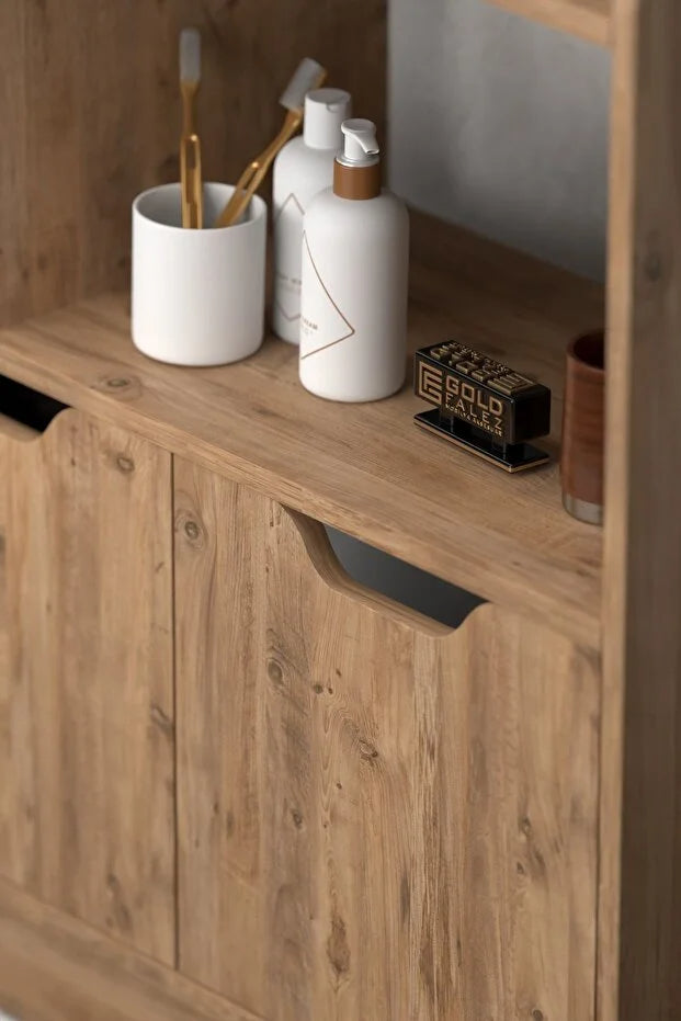 Banyo Dolabı Çok Amaçlı Havluluk 2 Kapaklı Raflı
