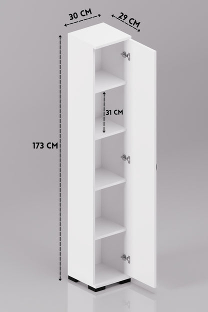Banyo Dolabı Dar Boy Dolap Raflı Kapaklı Çok Amaçlı Organizer 5 Katlı  Beyaz