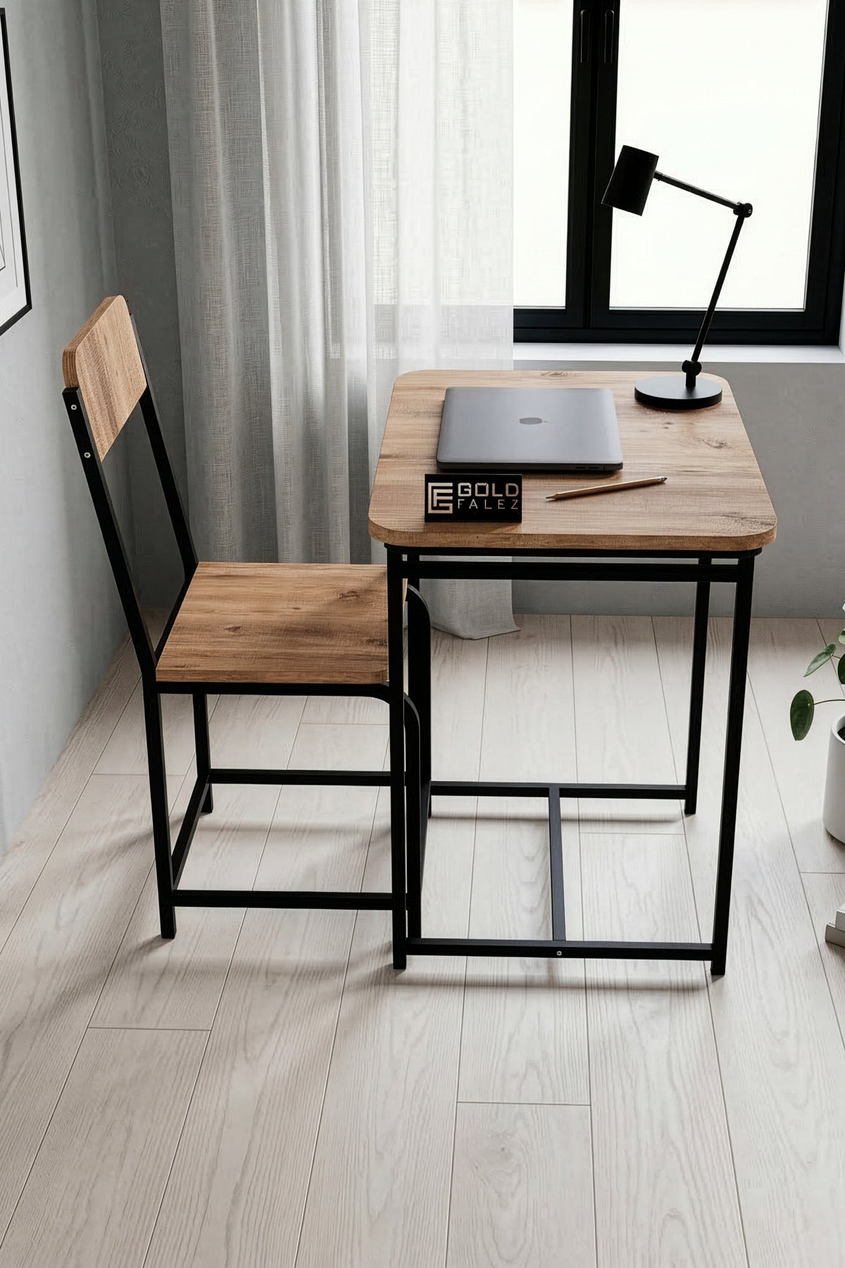 Çalışma Masası Sandalye Set Dayanıklı Tasarım Ev Ofis Laptop Masası Çok Amaçlı