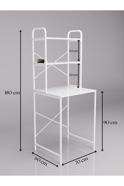Çamaşır Makinesi Dolabı 2 Katlı Geniş Depolama Raf Ünitesi Metal Banyo Organizer Standı