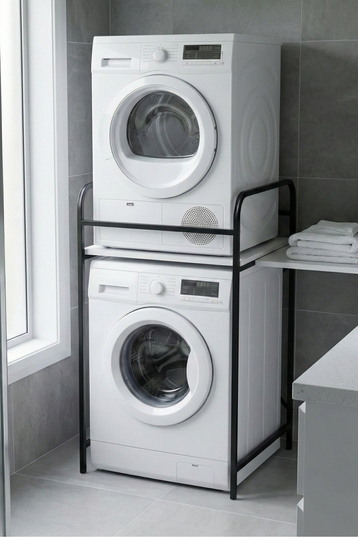 Çamaşır Makinesi Dolabı Raf Metal Düzenleyici Organizer 2 Katlı Banyo Rafı Çok Amaçlı Dolap