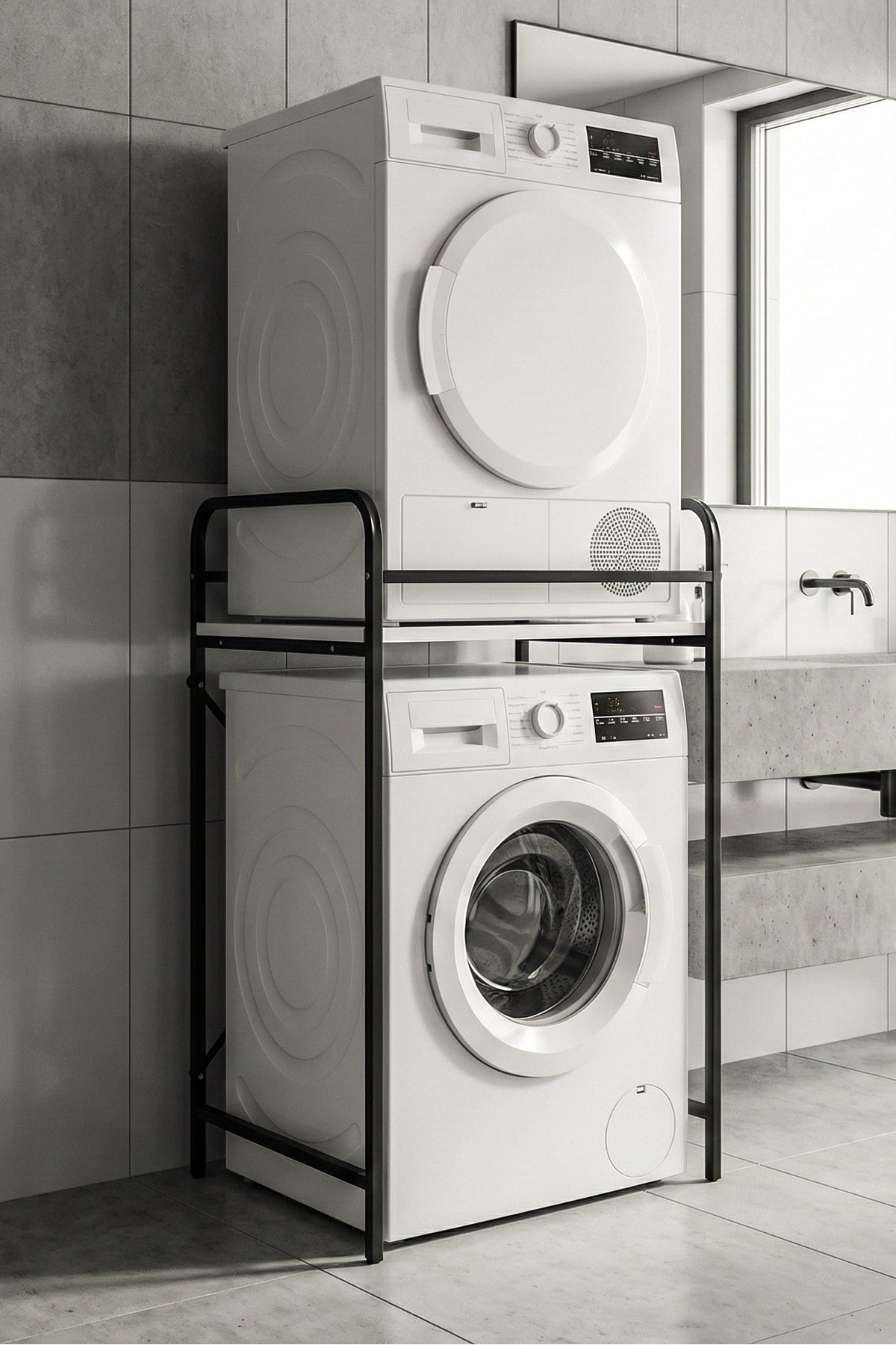 Çamaşır Makinesi Dolabı Raf Metal Düzenleyici Organizer 2 Katlı Banyo Rafı Çok Amaçlı Dolap