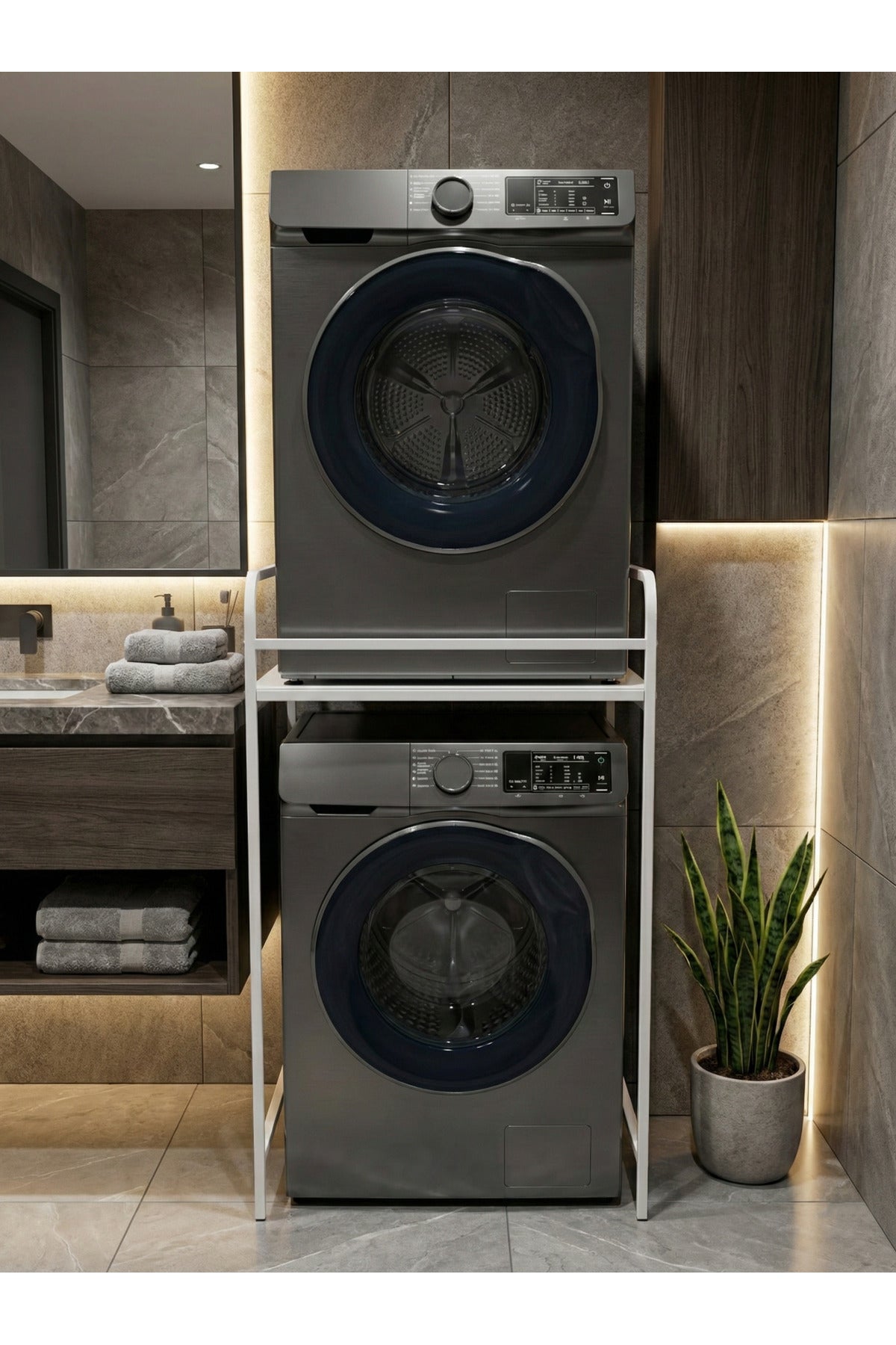 Çamaşır Makinesi Dolabı Raf Metal Düzenleyici Organizer 2 Katlı Banyo Rafı Çok Amaçlı Dolap