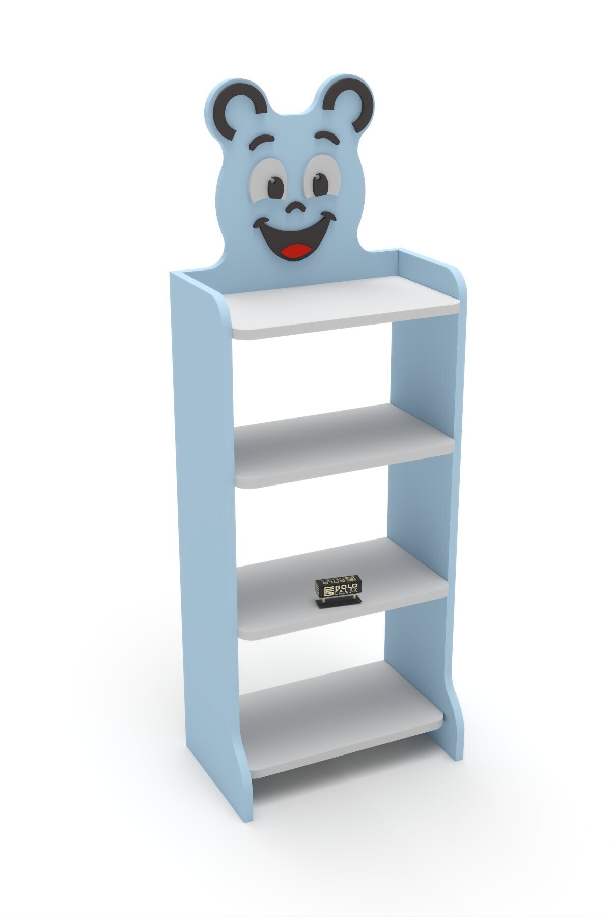 Çocuk Kitaplık Happy Face 4 Raflı – Sevimli Figürlü Düzenleyici Raf Sistemi