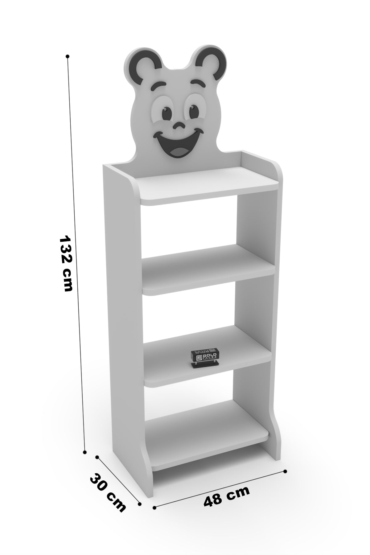 Çocuk Kitaplık Happy Face 4 Raflı – Sevimli Figürlü Düzenleyici Raf Sistemi