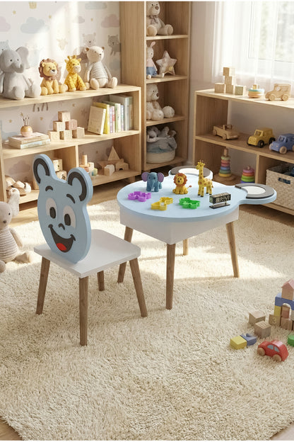 Çocuk Masası & Çocuk Sandalyesi Happy Face Sevimli Figürlü Set
