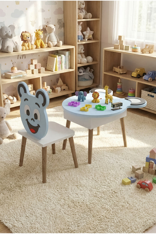Çocuk Masası & Çocuk Sandalyesi Happy Face Sevimli Figürlü Set