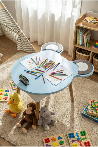 Çocuk Masası & Çocuk Sandalyesi Happy Face Sevimli Figürlü Set