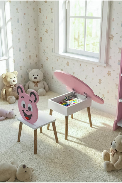 Çocuk Masası & Çocuk Sandalyesi Happy Face Sevimli Figürlü Set