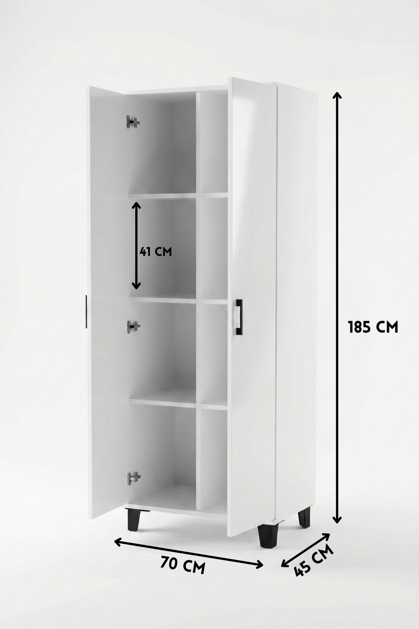 Çok Amaçlı 2 Kapaklı 8 Gözlü Dolap70×45×185 cm–Kiler,Mutfak,Balkon ve Banyo Depolama Dolabı