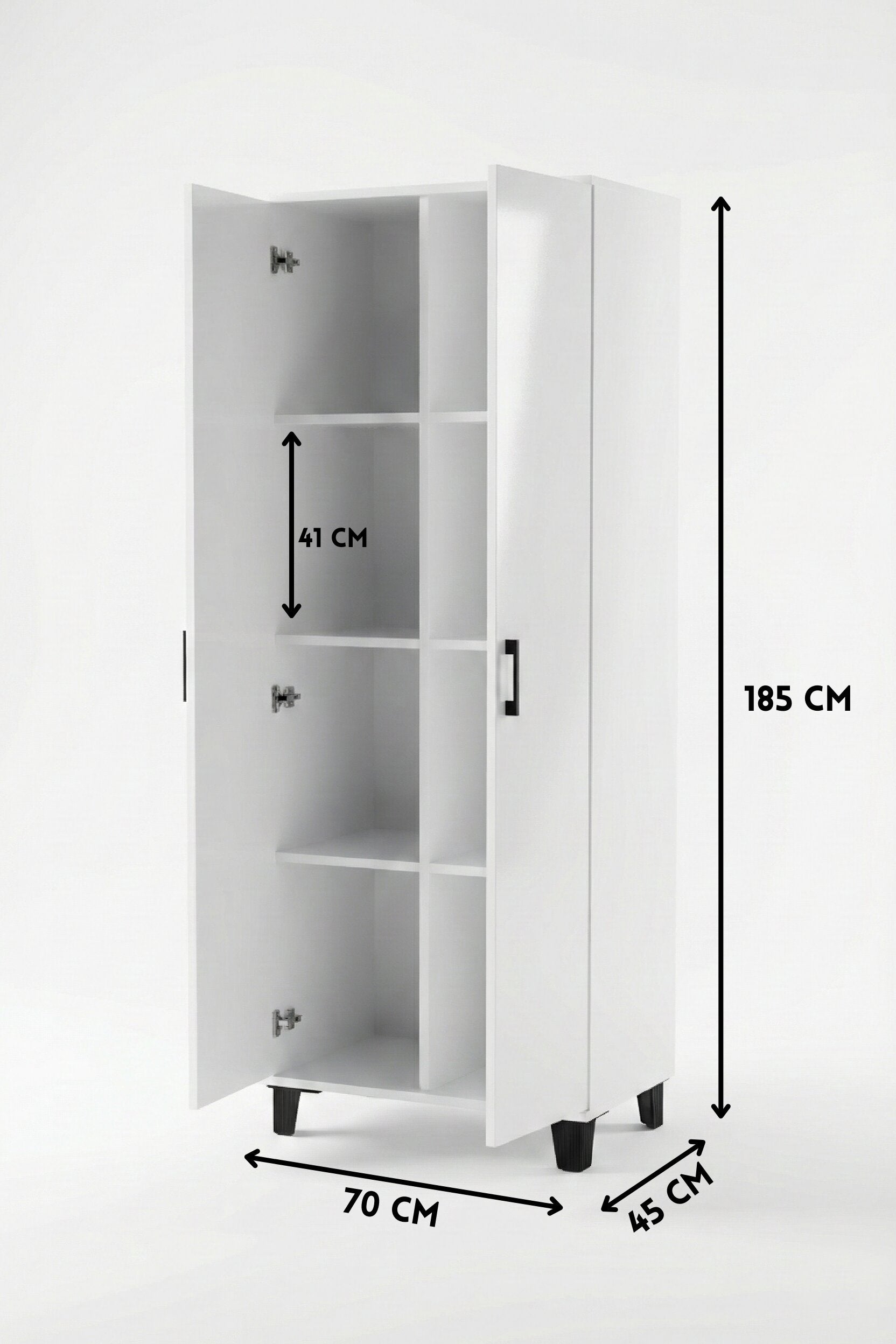 Çok Amaçlı 2 Kapaklı 8 Gözlü Dolap70×45×185 cm–Kiler,Mutfak,Balkon ve Banyo Depolama Dolabı