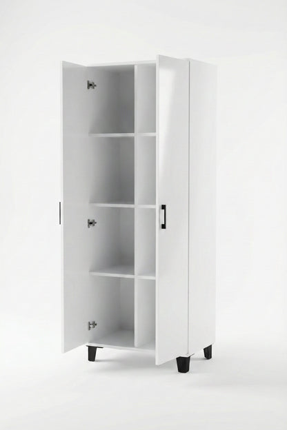 Çok Amaçlı 2 Kapaklı 8 Gözlü Dolap70×45×185 cm–Kiler,Mutfak,Balkon ve Banyo Depolama Dolabı