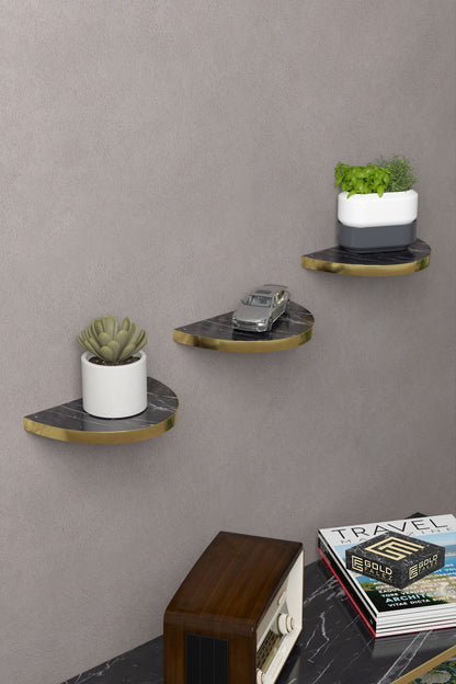 Duvar Rafı Dekoratif 3 Adet Çiçeklik Oval