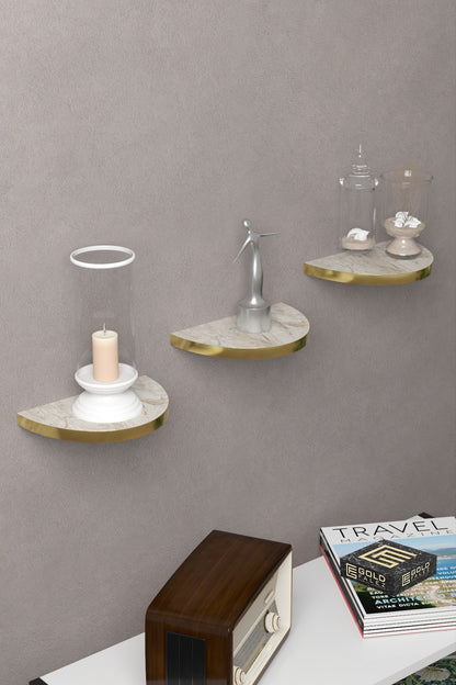 Duvar Rafı Dekoratif 3 Adet Çiçeklik Oval