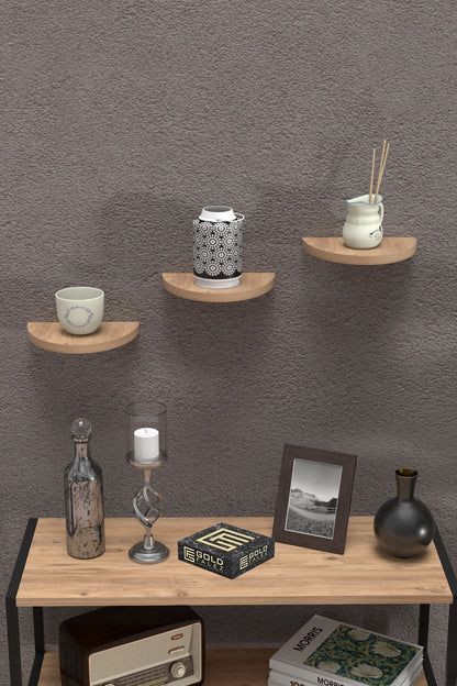 Duvar Rafı Dekoratif 3 Adet Çiçeklik Oval