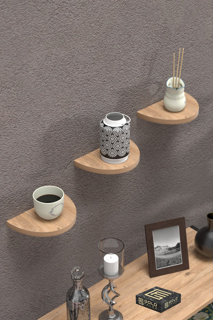 Duvar Rafı Dekoratif 3 Adet Çiçeklik Oval