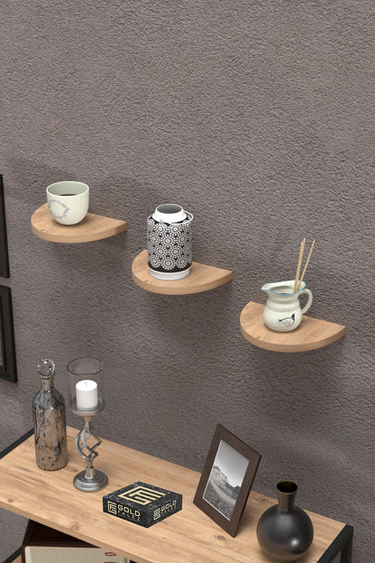 Duvar Rafı Dekoratif 3 Adet Çiçeklik Oval