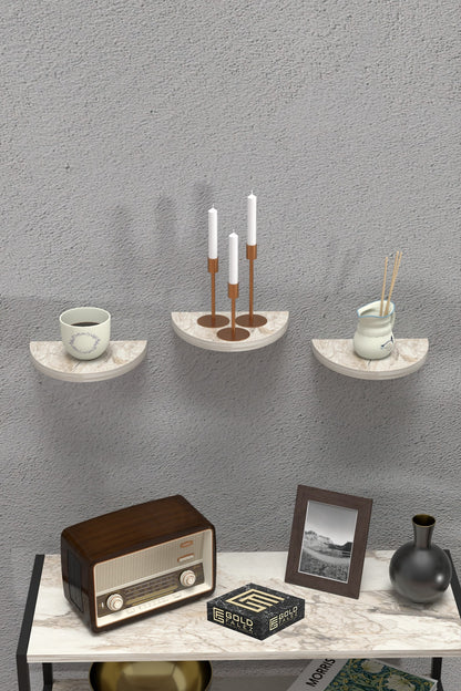 Duvar Rafı Dekoratif 3 Adet Çiçeklik Oval