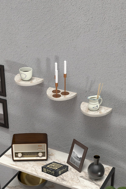 Duvar Rafı Dekoratif 3 Adet Çiçeklik Oval