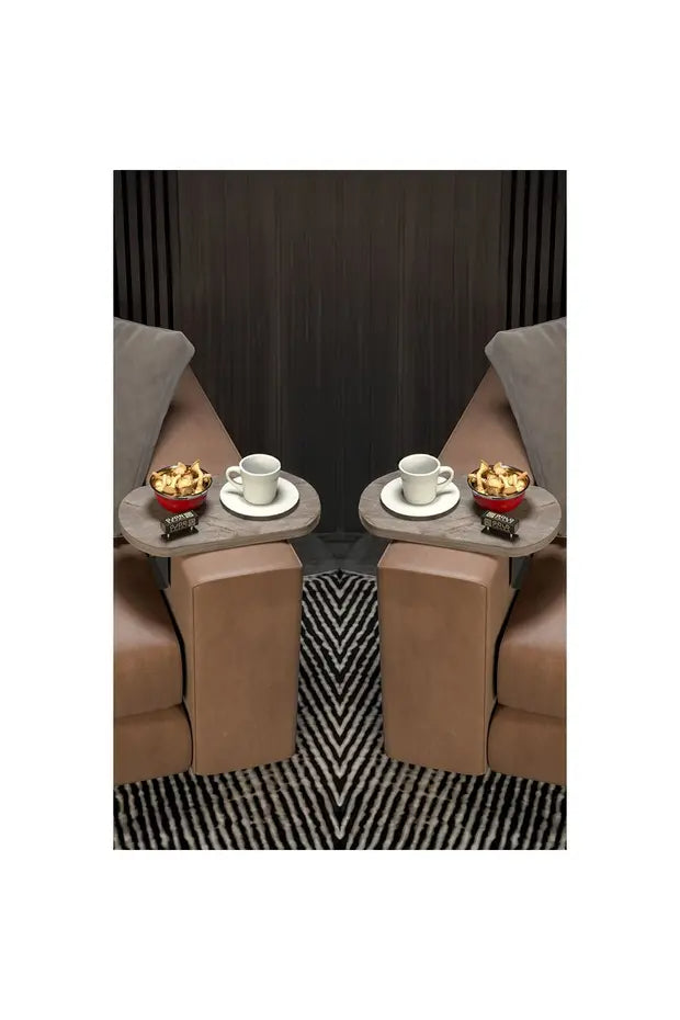 Ikili (2 Adet) Yan Sehpa Ayarlanabilir Tepsi Dekoratif Modern Tepsi Oval