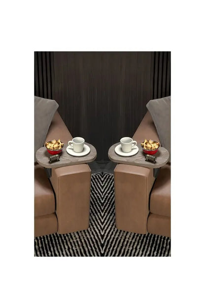 Ikili (2 Adet) Yan Sehpa Ayarlanabilir Tepsi Dekoratif Modern Tepsi Oval