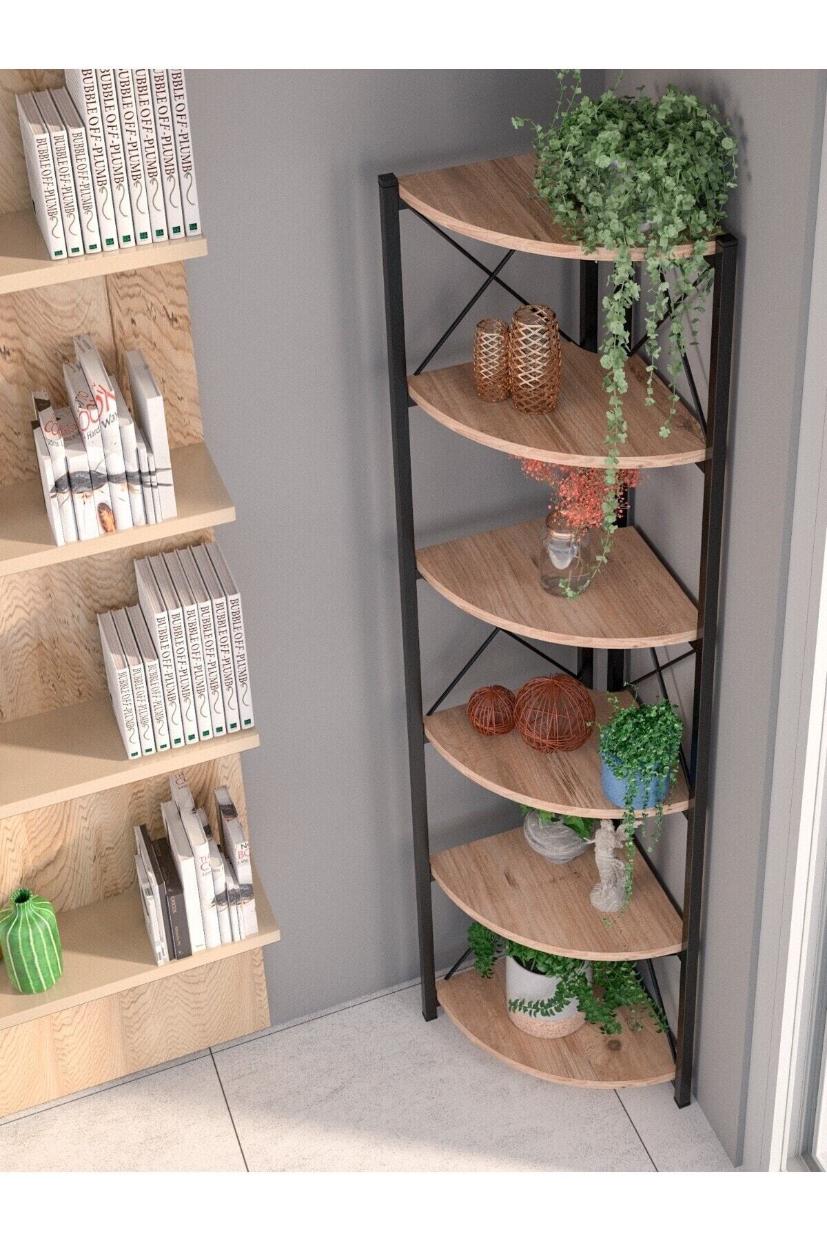 Kitaplık Çiçeklik 6 Raflı  Çok Amaçlı Stand Altı Bölmeli 160*30*43