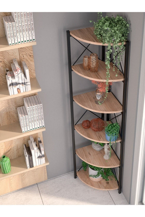 Kitaplık Çiçeklik 6 Raflı  Çok Amaçlı Stand Altı Bölmeli 160*30*43
