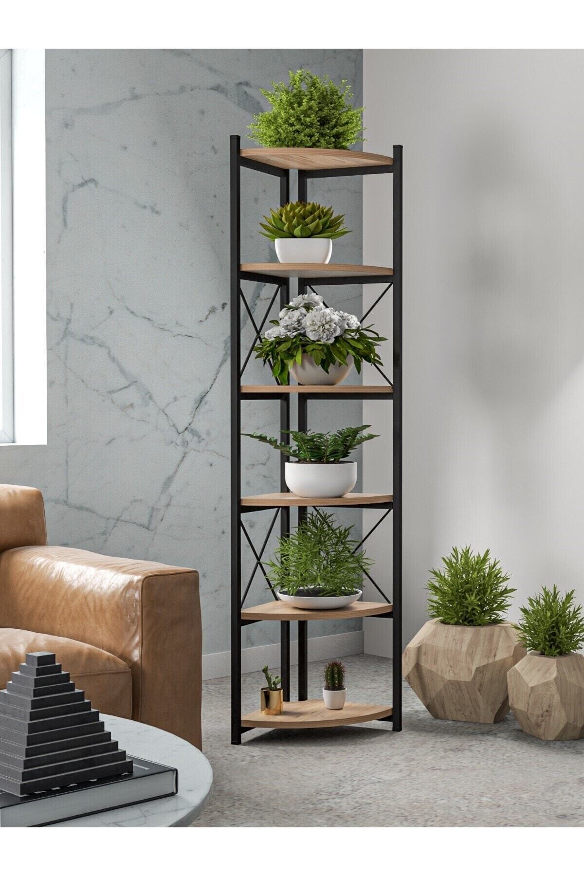Kitaplık Çiçeklik 6 Raflı  Çok Amaçlı Stand Altı Bölmeli 160*30*43