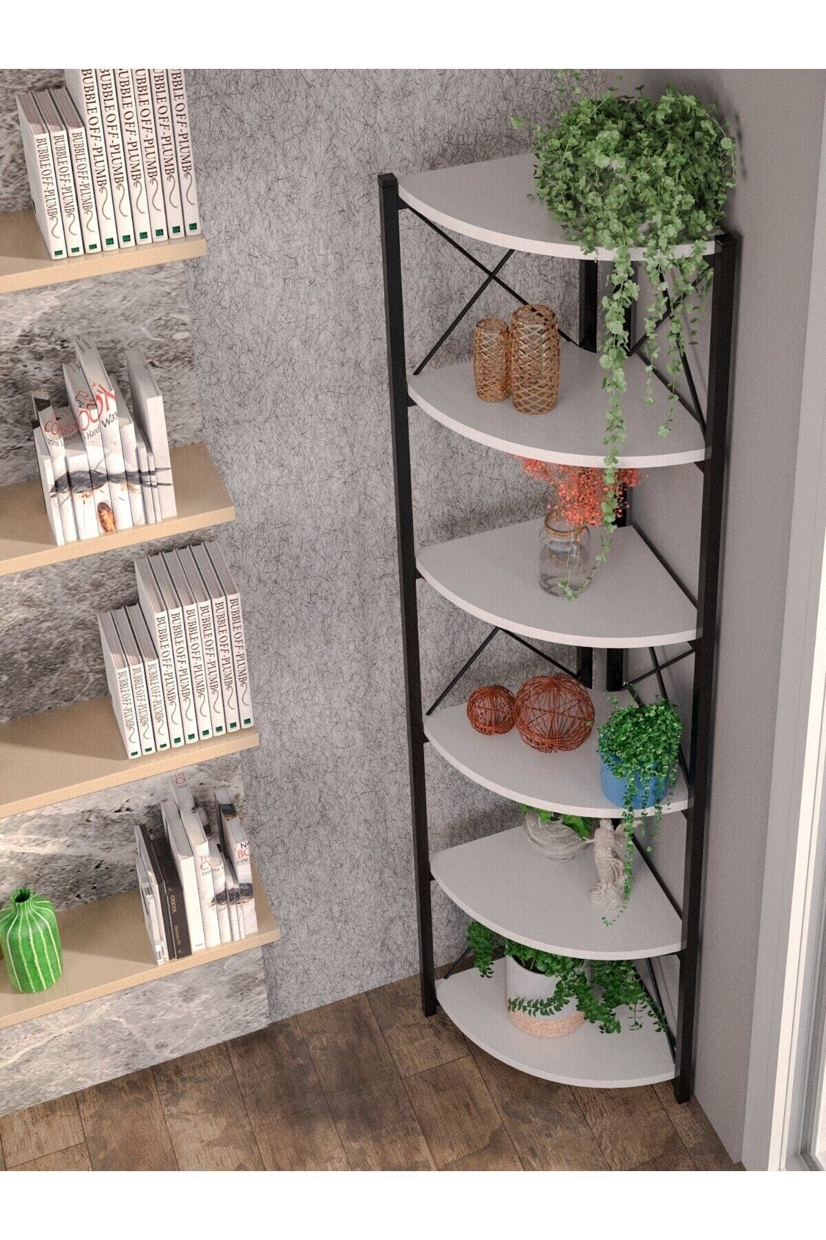 Kitaplık Çiçeklik 6 Raflı  Çok Amaçlı Stand Altı Bölmeli 160*30*43