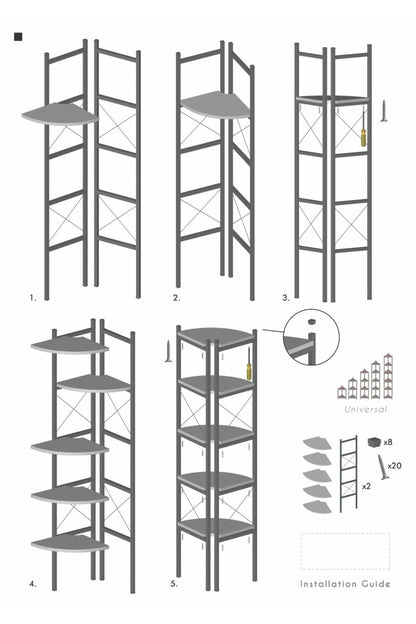 Kitaplık Çiçeklik 6 Raflı  Çok Amaçlı Stand Altı Bölmeli 160*30*43