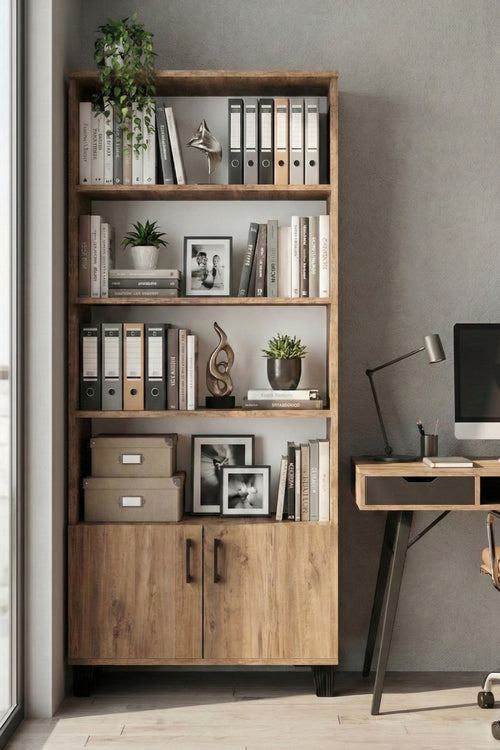 Kitaplık Modern Çok Amaçlı Dolaplı Raflı Ofis Salon Mutfak Düzenleyici Çok Raflı
