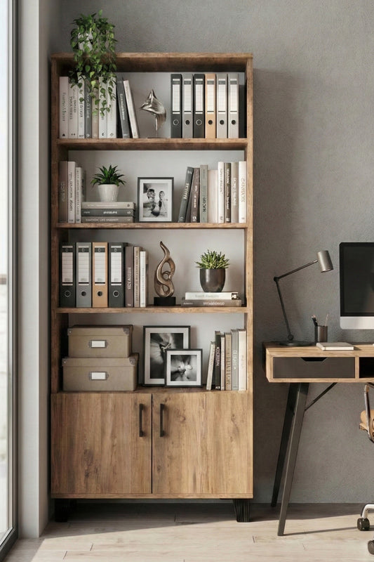 Kitaplık Modern Çok Amaçlı Dolaplı Raflı Ofis Salon Mutfak Düzenleyici Çok Raflı