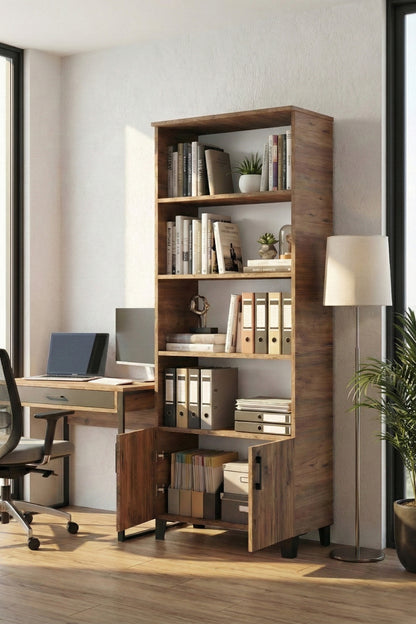 Kitaplık Modern Çok Amaçlı Dolaplı Raflı Ofis Salon Mutfak Düzenleyici Çok Raflı